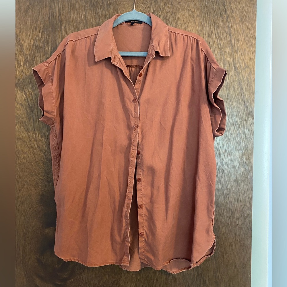 NWOT Quince a Sustainable Brand Vintage Wash Tercel Shirt in Bronze size L
